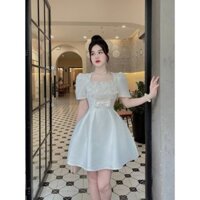 D161 Đầm Jessi Dress phối nơ có tay che bắp tay, thân đầm phồng xinh xắn