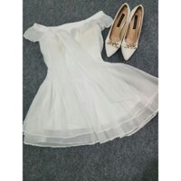D29_ Đầm Trễ Vai Thắt Nơ Form Xòe Có Lót