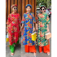 D29-Set áo dài gấm chăn con công(có big size 90kg)/ aodailynka88