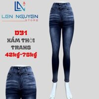 D31_Quần jean nữ, dài, lưng cao, quần bò nữ dáng ôm, big size, cho 42kg đến 75kg,LEN NGUYEN STORE