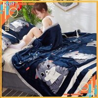 d44y Chăn lông chần bông mỏng họa tiết kẻ xinh xắn KT 2m*2.2m
