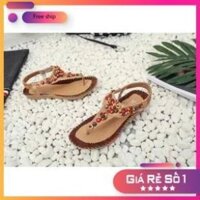 d44y Giày sandal xỏ ngón nữ họa tiết cổ điện phong cách Retro dễ thương