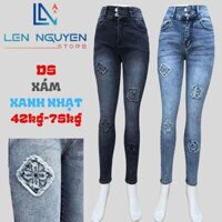 D5_Quần jean nữ, dài, lưng cao, quần bò nữ dáng ôm, big size, cho 42kg đến 75kg,LEN NGUYEN STORE