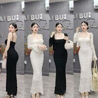 D660 - Set Đầm Gồm: Đầm Body Ren Đuôi Cá 2S Kèm Khoác Tay Loe Mai Bùi Store.