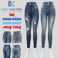 D6_Quần jean nữ, dài, lưng cao, quần bò nữ dáng ôm, big size, cho 42kg đến 75kg,LEN NGUYEN STORE