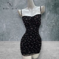 D812 - Đầm Body Ngắn 2 Dây Nhún Lưới 2 Lớp - Ngọc Lucie
