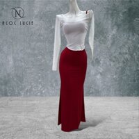 D955 - Đầm Body 2 Dây Đuôi Cá Basic Kèm Áo Tay Dài Lệch Vai Len Giấy Mỏng Rời - Ngọc Lucie Dress