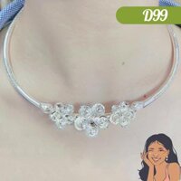 D99 Kiềng cổ cưới tam hoa Bạc thật nguyên chất Thiên Cát