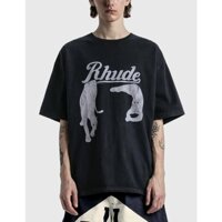 D9SD RHUDE spring and summer retro night cat printed high street short sleeve T-shirt cotton 260g