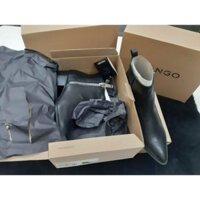 ĐẲ𝐍𝐆 𝐂Ấ𝐏 giày Bốt Châu âu MANGO Nữ Da Mềm boot Cổ Ngắn Mũi Nhọn Cao 4 Phân