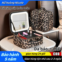 Da báo Cốp makeup ,Túi mỹ phẩm du lịch  Cao Cấp -Kích Thước 26x23x10cm cho Đồ Trang Điểm Cá Nhân