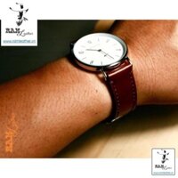 (DA BÒ CAO CẤP) Dây đồng hồ da bò nâu đỏ - RAM CLASSIC LIGHT BROWN ,