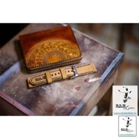 (DA BÒ CAO CẤP) DÂY ĐỒNG HỒ DA BÒ THẬT RAM 1986 VÀNG SỮA-CHÍNH HÃNG RAM LEATHER