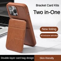 Da Bò Họa Tiết Thẻ Da Bao Da Cho iPhone 16 Pro Max 15 14 Plus 13 Pro 12 Từ Ví Đứng Vỏ Điện Thoại Di Động