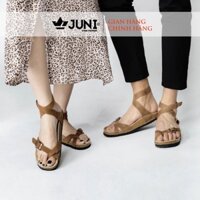 [DA BÒ THẬT] D16-Dép Sandal da bò cổ cao Unisex (Đế trấu) – Juni Store DVO