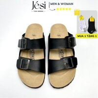 [Da Bò Thật] Dép Đế Trấu Lishing Da Bò Quai Ngang 2 Khóa Dép Công Sở Khóa Không Rỉ Sét - DH0003