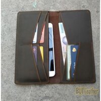 DA BÒ THẬT Ví cầm tay nam da sáp ngựa điên (crazy horse) cao cấp C102-Da thật–BH 24tháng-đầy đủ hộp (CÓ VIDEO)