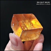 Đá canxit pha lê Lào tự nhiên màu vàng đẹp trưng bày phong thuỷ