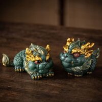 Đá Cát Xanh Sáng Tạo May Mắn Thú Cưng Trà Kỳ Lân Đồ Trang Trí Để Bàn Bể Cá Phong Cách Trung Quốc Trang Trí Nhà Pixiu