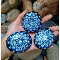 Đá Chặn Giấy Vẽ Mandala, Đá Trang Trí Để Bàn, Đá Vẽ Chấm Nghệ Thuật, Đá Chữa Lành, MandalaDot Stone, PaperWeight Stone