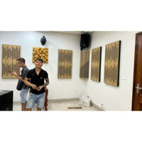 (Đã có bông khoáng Thái tỉ trọng cao bên trong)Tấm gỗ tiêu âm treo tường kích thước 100x50cm dày 10cm Aucostic panel