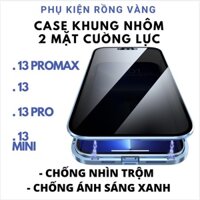 [Đã Có IPhone 13] Ốp 2 Mặt Kính Chống Nhìn Trộm Khung Nhôm Từ Tính Nam Châm Cảm Ứng Cho IPhone 13 Promax 12