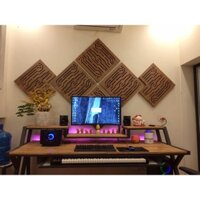 (Đã có lớp bông khoáng Thái 5cm tỉ trong cao ở trong) Một tấm gỗ tiêu âm treo tường Kt 60x60x6cm Aucostic Panel