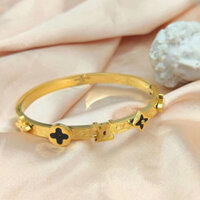 Đa dạng May Mắn Bốn Lá Cỏ Ba Lá Mạ Hoa Vàng 18K Vòng Tay Thép Titan Nữ Chất Lượng Cao Thời Trang Vòng Tay Trang Sức Quà Tặng Cho Bé Gái