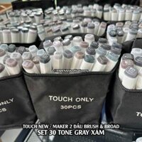 [DA ĐEN - QUẬN 3] Set 30 Màu Tone Xám - Bút Marker Touch New Đầu Cọ Brush