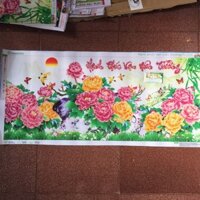 (ĐÃ ĐÍNH) Tranh đính đá thành phẩm HẠNH PHÚC VẠN TRƯỜNG NIÊN 106x48cm