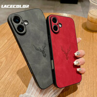 Da Hươu Đầu Họa Tiết Chống Sốc Ốp Lưng Cho iPhone 16 15 13 14 11 12 Pro Max X XS XR Plus Da Lộn Mờ Ốp Lưng Silicon