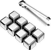 Đá inox Firschoie Stainless Steel Ice Cubes – set 8 viên + dụng cụ gắp