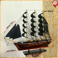 [Đã lắp ráp sẵn] Mô hình tàu thuyền gỗ trang trí nhà cửa - mô hình Tàu chở hàng Belem của Pháp -Dài 32cm- Gỗ - Buồm vải