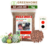 Đá Lava, bao 1kg, đá nham thạch màu đỏ, đen, size 3-6mm, sạch bụi, cho thủy sinh, bonsai, sen đá Greenhome - 1KG ĐÁ LAVA ĐỎ