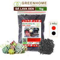 Đá Lava, bao 1kg, đá nham thạch màu đỏ, đen, size 3-6mm, sạch bụi, cho thủy sinh, bonsai, sen đá Greenhome - 1KG ĐÁ LAVA ĐEN