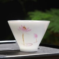 Da lộn Ngọc Trắng Sứ Trà Mũ Cốc Master Cup Hộ Gia Đình Đơn Giản Pha Trà Gốm Nhỏ Kung Fu Trà Cốc