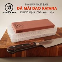 Đá mài dao Naniwa thương hiệu KATANA độ mịn trung #1000 (185x65x15mm) - NKP-1000C đế kèm hộp đựng bảo quản