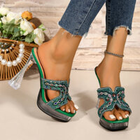 Da mềm phong cách phổ biến 11 cm Đầu vuông Giày cao gót cỡ lớn (Size 35-41)