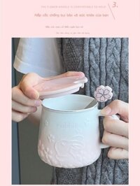 [Đa Năng] Cốc cốc sứ có nắp và thìa hộ gia đình nữ văn phòng cốc nước cặp đôi cà phê ăn sáng cốc sữ