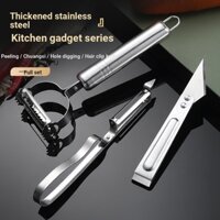Đa Năng Grater Thép Không Gỉ Paring Dao Ba Mảnh Bộ Tiện Ích Nhà Bếp Vịt Lông Kẹp Trái Cây Dao Peeler