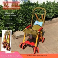 [Đa Năng] [Ngồi và Nằm] Xe đẩy gấp cho bé Ghế giả mây tre, Xe đẩy trẻ em, Xe đẩy em bé nhẹ để đi ch
