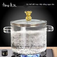 [Đa Năng] Nồi thủy tinh gia dụng nấu canh borosilicate cao hai tai gốm sứ điện nồi canh ngọn lửa mở