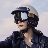 [Đa Năng] Retro Moto rcycle Mũ bảo hiểm nữ Nhật Bản mùa hè Harley nửa bàn đạp xe máy điện nam muỗng