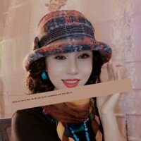 [Đa Năng] Tóc giả tích hợp mũ ngư dân kẻ sọc len mũ ngắn tóc xoăn thời trang internet nổi tiếng tóc