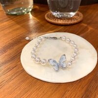 Đá Nghiền Bướm Xanh Ngọc Trai Vòng Tay Nữ Ánh Sáng Sang Trọng Tinh Tế Vòng Tay Sinh Viên Phụ Kiện Q