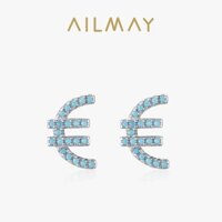 Đá ngọc lam bạc Ailmay 925 Biểu tượng Euro €Bông tai dành cho nữ và quà tặng