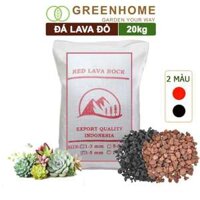 Đá nham thạch lava Greenhome, bao 20kg, màu đỏ, đen, size 3-5mm, sạch bụi, cho thủy sinh, bonsai, xương rồng - 20KG ĐÁ LAVA ĐỎ