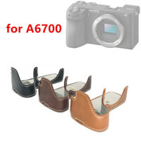 Da Nhân Tạo Máy Ảnh Da Bao Nửa Đế Bảo Vệ Túi Máy Ảnh Thích Hợp Cho Máy Ảnh Sony Sony A6700 ILCE-6700