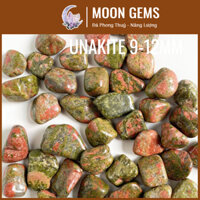 Đá phong thuỷ Đá thanh tẩy Unakite Moon Gems , Đá vô song 9-12mm dùng trang trí nhà cửa bể cá mini