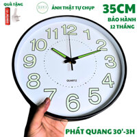 Dạ Quang 35CM - Đồng Hồ Treo Tường Dạ Quang A28 Phát Sáng Ban Đêm, Đồng Hồ Treo Tường Trang Trí Nhà